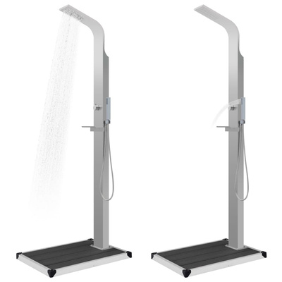 Prysznic ogrodowy z podstawą, WPC, stal nierdzewna