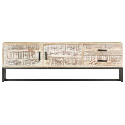 vidaXL Szafka pod TV, biała, 140 x 30 x 45 cm, lite drewno akacjowe