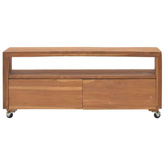 vidaXL Szafka z kółkami pod TV, 110x30x40 cm, lite drewno tekowe
