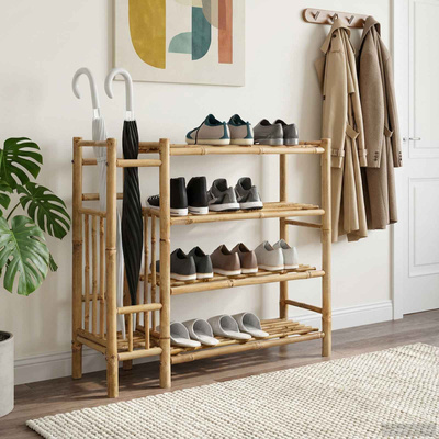 Stojak na buty z półką Naturalny 88 x 27 x 80 cm Bambus