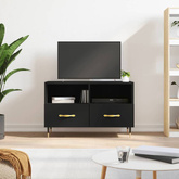 vidaXL Szafka pod TV, czarna, 80x36x50 cm, materiał drewnopochodny