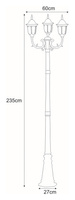 Lampa ogrodowa stojąca K-7007A2/3N CZARNY/ZŁOTY z serii VASCO
