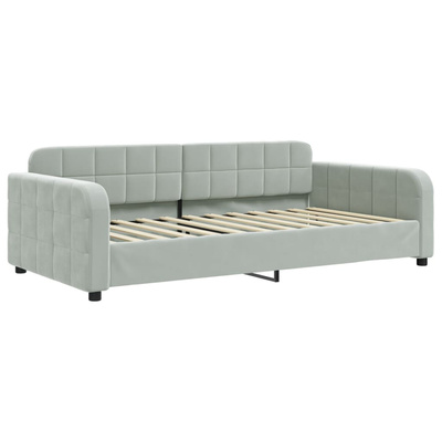 Sofa z funkcją spania, jasnoszara, 100x200 cm, obita aksamitem