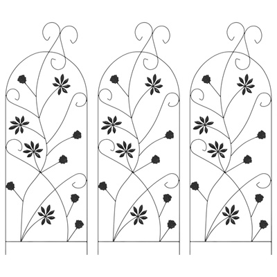 Ogrodzenie Ogrodowe Z blokadą 3 pcs Czarny 112 x 39,5 cm Stal