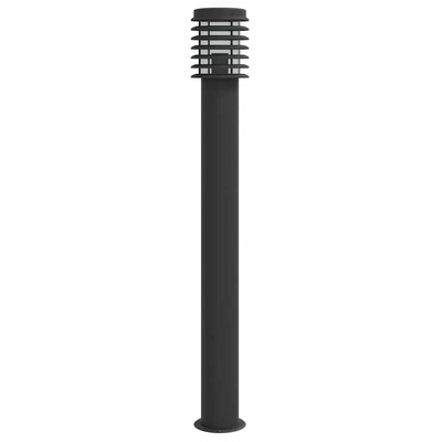 Lampy ogrodowe na słupku, 3 szt., czarne, 110 cm, stal
