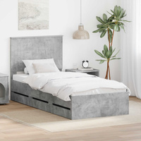 Ramka łóżka Betonowy szary 90 x 200 cm Drewno inżynieryjne