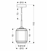 Jonera lampa wisząca czarny 1X40 E27 klosz dymiony 31-08428