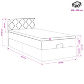 Łóżko ottoman z materacem kremowy 100 x 200 cm tkanina