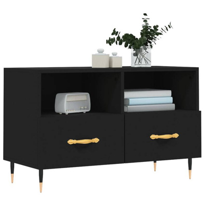 vidaXL Szafka pod TV, czarna, 80x36x50 cm, materiał drewnopochodny