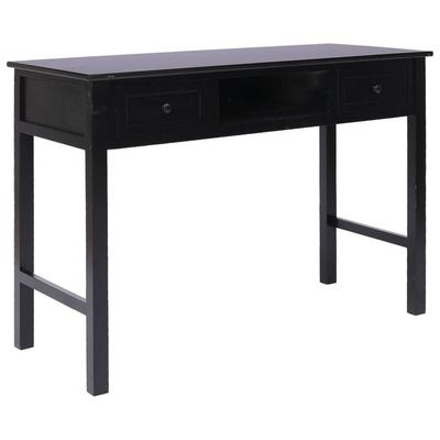 vidaXL Biurko, czarne, 108x45x76 cm, lite drewno paulowni