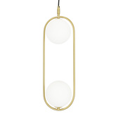 Lampa wisząca CORDEL elegancka - złoty mosiądz z białymi kloszami kulkami - nowoczesne oświetlenie salonu 2x G9 LED