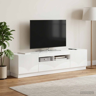 Szafka na Telewizor LED HOORN 3 szt. Biały wysoki połysk