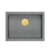 LOGAN 100 GraniteQ zlewozmywak silver stone 59,5x45,1x21,5 cm 1-komorowy podwieszany z syfonem manualnym złoty