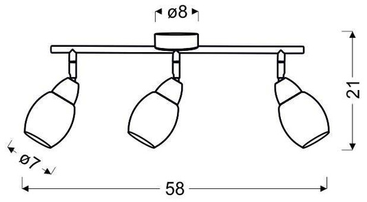 Lampa sufitowa RICO listwa ze szklanymi kloszami regulowana 3-punktowa LED do salonu