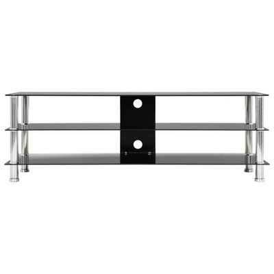 vidaXL Szafka pod TV, czarna, 120x40x40 cm, hartowane szkło