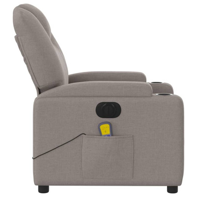 vidaXL Rozkładany fotel masujący, elektryczny, kolor taupe, tkanina model standard