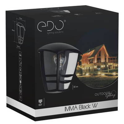 Ogrodowa oprawa elewacyjna kinkiet IMMA BLACK W E27 czarny IP44 EDO777379 EDO Solutions