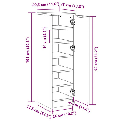 Szafka na buty, dąb sonoma, 30x35x100 cm