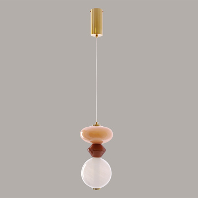 FLORES lampa wisząca mosiężny+brązowy+pomarańczowy 10W LED 3000K klosz biały