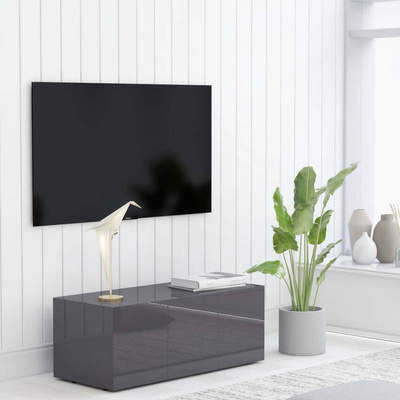 vidaXL Szafka pod TV, szara, wysoki połysk, 80x34x30 cm