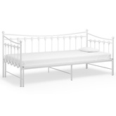 z wysuwaną ramą łóżka, biała, metalowa, 90x200 cm Sofa