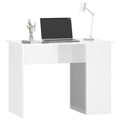 vidaXL Biurko, białe z połyskiem, 100x55x75cm, materiał drewnopochodny