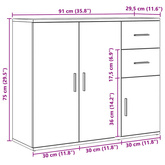 Komoda Artisan Oak 91x29,5x75 cm Drewno konstrukcyjne