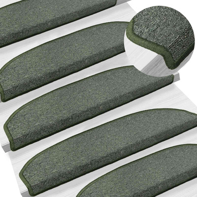 Samoprzylepne maty na schody Półokrąg 15 pcs Ciemnozielony