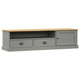 vidaXL Szafka pod TV VIGO, szara, 156x40x40 cm, lite drewno sosnowe