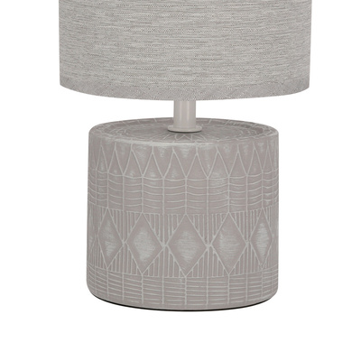 Lampka nocna Dina szara metalowa z abażurem lampka stołowa