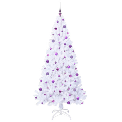 Sztuczna choinka z 300 diodami LED Biały 210 cm PVC i stal