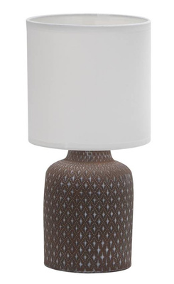 Lampka nocna Iner brązowa ceramiczna z abażurem klasyczna