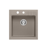 Zlewozmywak granitowy PETER 110 – jednokomorowy, wpuszczany, soft taupe/elementy stalowe, Quadron