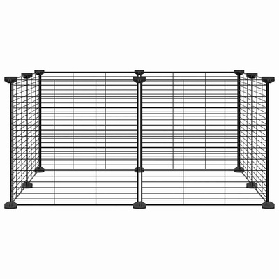 Klatka dla zwierząt, 8 paneli, czarna, 35x35 cm, stalowa