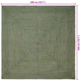 Dywany pokojowe Kwadrat Oliwkowy zielony 200 x 200 cm Juta
