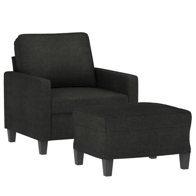 vidaXL Fotel z podnóżkiem, czarny, 60 cm, obity tkaniną