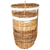 Kosz na pranie z pokrywą 2 pcs Naturalny Brąz Rattan Kubu