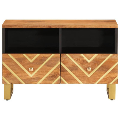 vidaXL Szafka pod TV, brązowo-czarna 70x33,5x46 cm, lite drewno mango