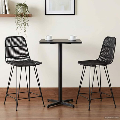 Stołek barowy 2 szt. Czarny 44 x 54 x 96 cm Rattan i Stal