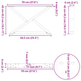 Nogi do stolika kawowego 2 szt. Białe 70x(42-43,3) cm Stal