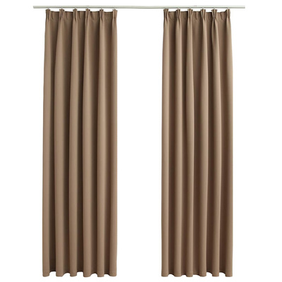 vidaXL Zasłony zaciemniające z haczykami, 2 szt., taupe, 140x225 cm