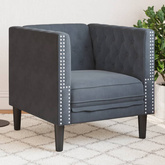 Fotel Chesterfield, ciemnoszary, tapicerowany aksamitem