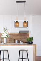 Crown Lampa Wisząca Czarny 2X40W E27 Abażur Beżowy