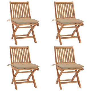 vidaXL Składane krzesła ogrodowe z poduszkami, 4 szt., drewno tekowe