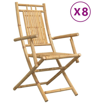 vidaXL Składane krzesła ogrodowe, 8 szt., 53x66x99 cm, bambusowe