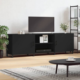 vidaXL Szafka pod TV, czarna, 150x30x50 cm, materiał drewnopochodny