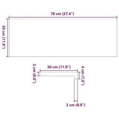 Parapety 2 szt., surowe, 70x30x2 cm, lite drewno dębowe