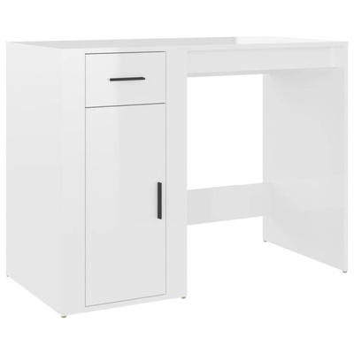 vidaXL Biurko, białe z połyskiem, 100x49x75cm, materiał drewnopochodny