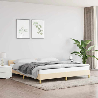 vidaXL Rama łóżka z zagłówkiem, kremowa, 180x200 cm, obita tkaniną model standard