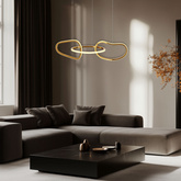 Lampa wisząca ANNELI elegancka – złota nieregularna forma 125 cm – designerska lampa salonu i jadalni LED 3000K